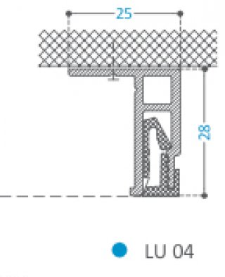 Lisse Aluminium fixation plafond, finition 5mm.,