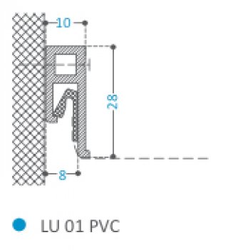 Lisse PVC fixation murale, finition apparente.