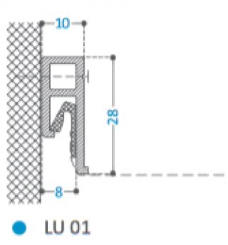 Lisse Aluminium anodis fixation murale, finition joint creux.