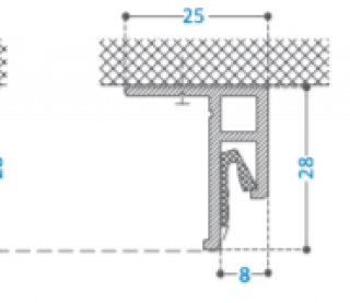 Lisse Aluminium fixation plafond, finition joint creux.