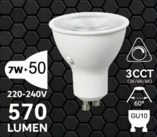 Lampe Led Gu10 CCT Blanc 3000k 4000k 6000k Dimmable CRI90 570lm 60
