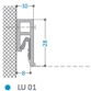 Lisse Aluminium anodis fixation murale, finition joint creux.